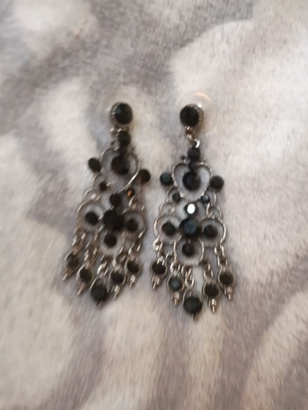 Black Floral Chandelier Drop Earrings